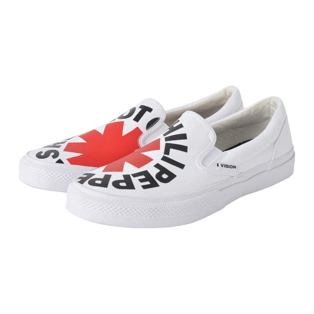 RED HOT CHILI PEPPERS レッドホットチリペッパーズ (来日 35周年 ) - CANVAS SLIP - ON RHCP White / VISION STREET WEAR(ブランド) / スニーカー / レディース - PGS